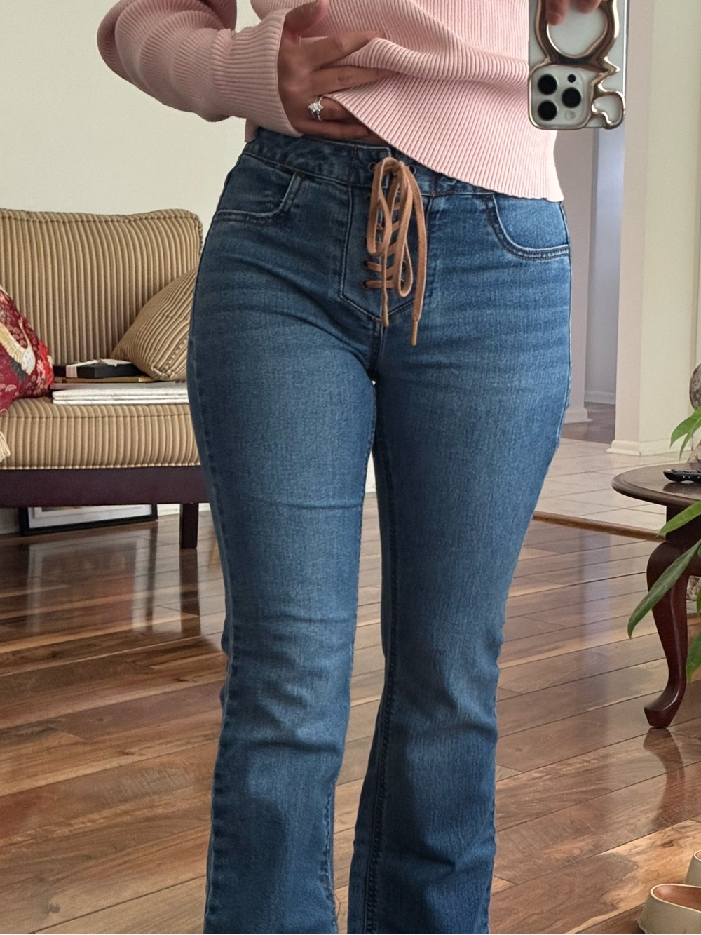 Lace up jeans